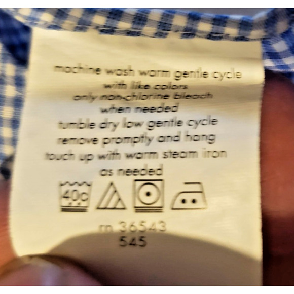 Mens Calvin Klein Size 16.5 Slim Fit Button Down Blue Checked Long Sleeved Shirt - Picture 8 of 9